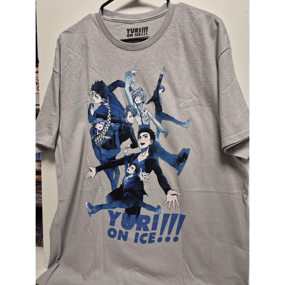 YURI ON ICE T SHIRT Size XL GRAY with Blue Graphics Cotton Lootwear Anime 2020